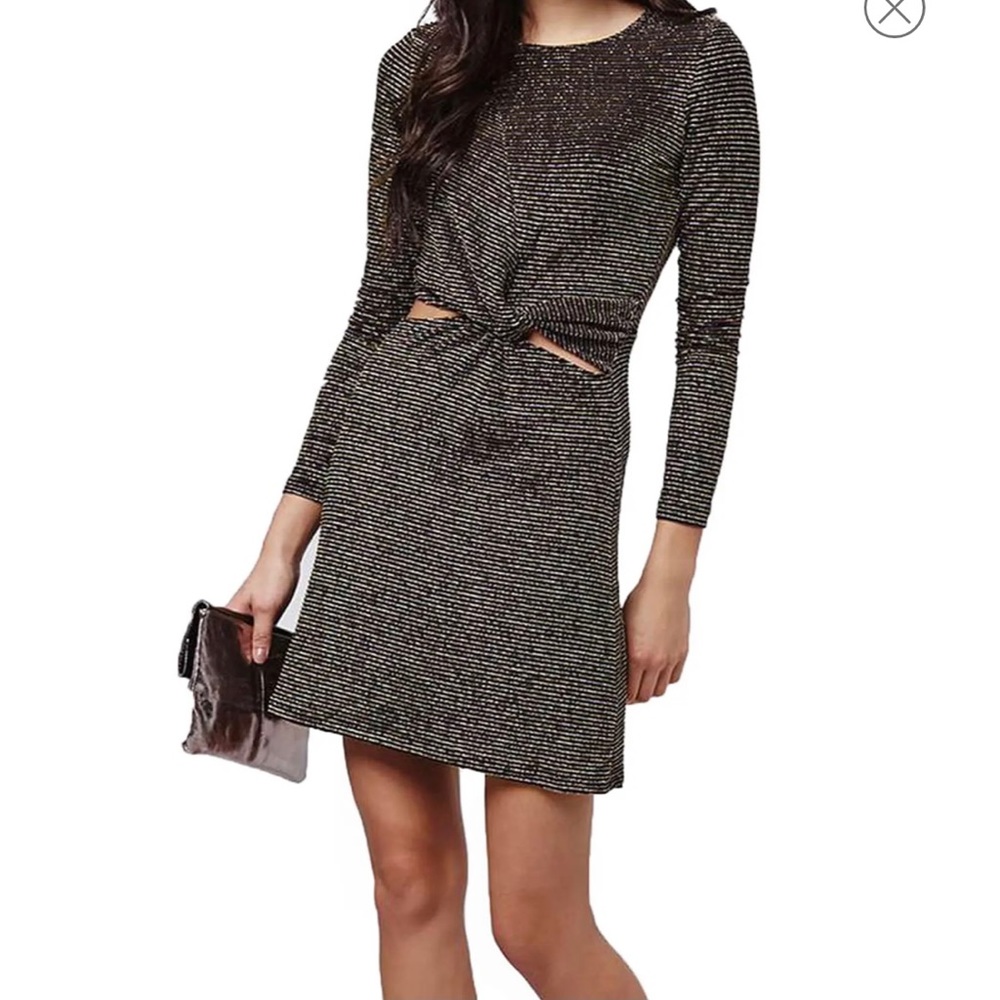 Topshop Metallic Cut Out Knot Dress
